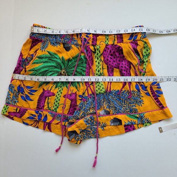 Emma J Shipley Anthropologie Extravaganza Sleep Shorts L Animal Print Orange - Picture 9 of 11